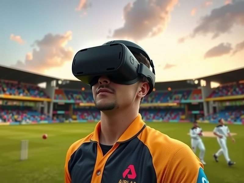 Player using VR Headset for VR Cricket Power Play